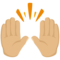 Raising Hands - Medium Light emoji on Messenger